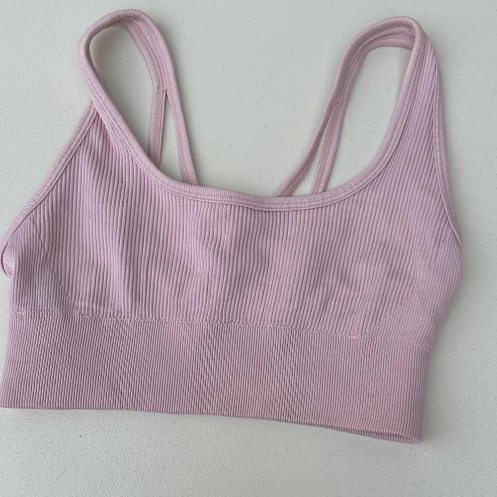 aerie Ribbed Double-Strap Bralette in Soft Pink